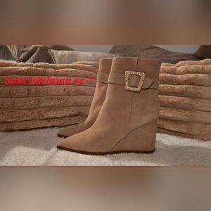 Sam Edelman Tan Wedge Ankle Boots